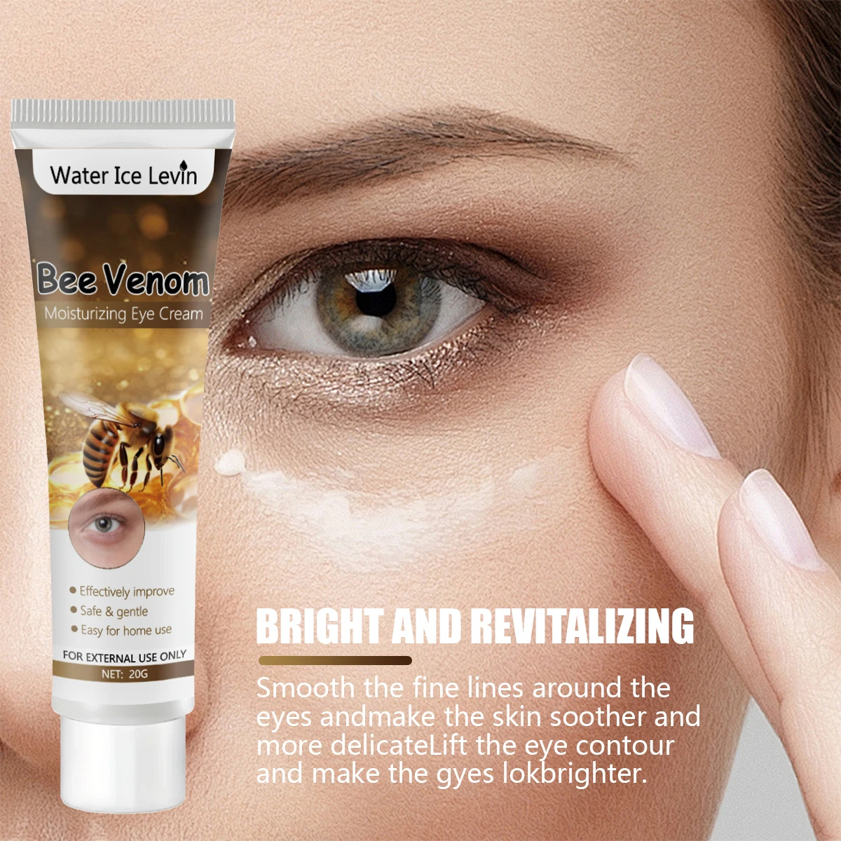 أكياس العين المستهدفة والهالات السوداء والتجاعيد. كريم مرطب للعين مع ماء آيس ليفين وباي فينوتين. آمنة وفعالة 20 جرام. #2