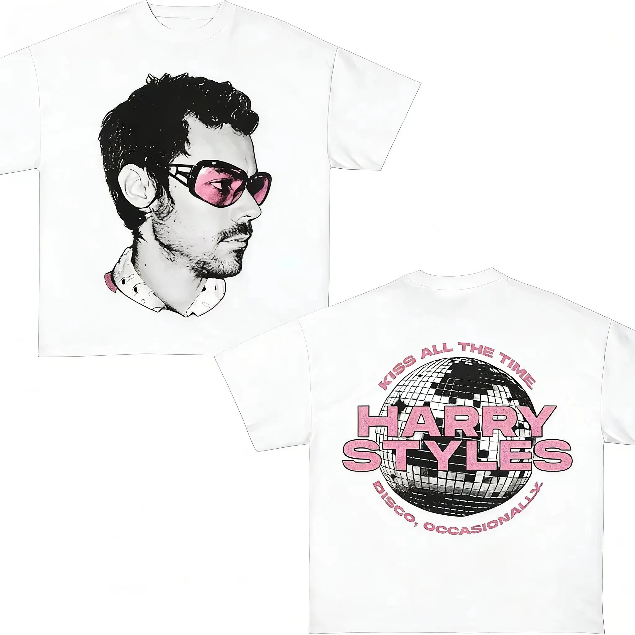 Harry Styles T-shirt Kiss All The Time Disco Occasionally Album Graphic Men Women Oversize Y2K Unisex Cotton Shirt Summer O-Neck