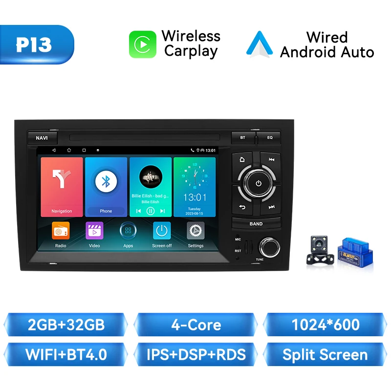 Android 14 Autoradio Voor Audi A4 B8 B6 B7 S4 B7 B6 RS4 B7 SEAT Exeo Draadloze Carplay IPS navigatie DSP 4G Wifi Multimedia