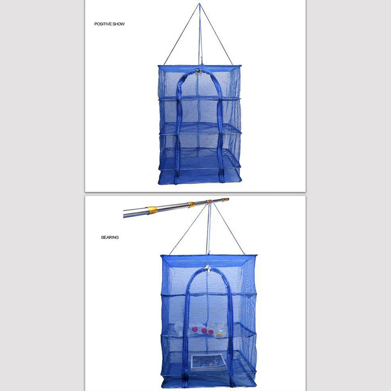 3 Layers Drying Net Fish Net Drying Rack Hanging Anti-fly Cage for Vegetable Fruit Meat PE Dryer Net Household Fish Net