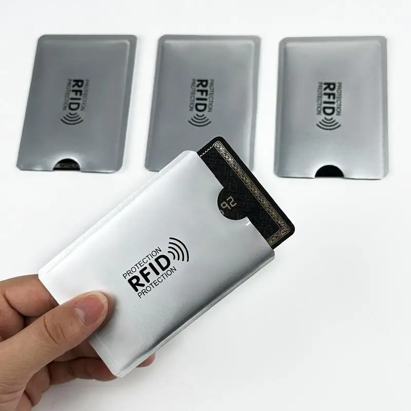 Anti Scan RFID Card Sleeves Anti Magnetic Aluminum Foil Bank ID Card Protector Portable for Business Trip 5 Pack