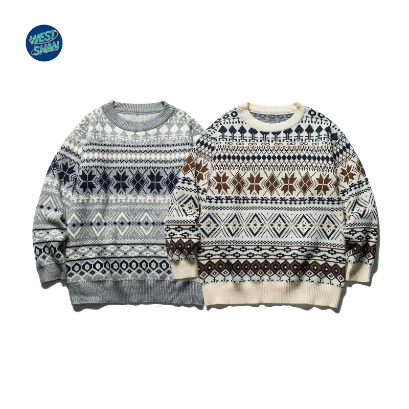 Sweater Rajut Premium WESTSHAN Ukuran EU US, Pakaian Luar Ruangan Mewah Bergaya Vintage dengan Motif Etnik untuk Wanita