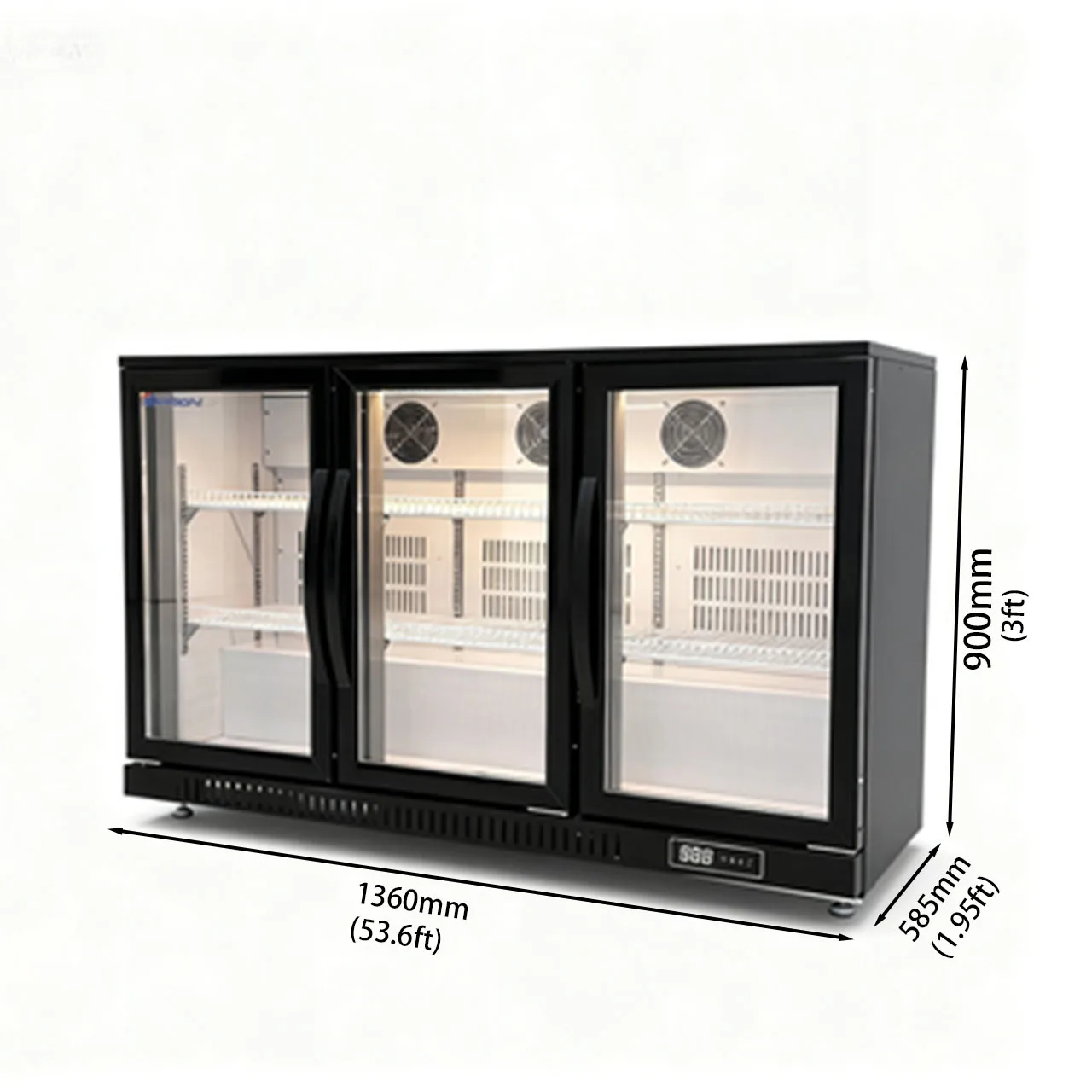 Single-Temperature Back Bar Cooler 2-Door Counter Bottle Fridge Black with Fan Cooling Mode Refrigeration Equipment on Sale
