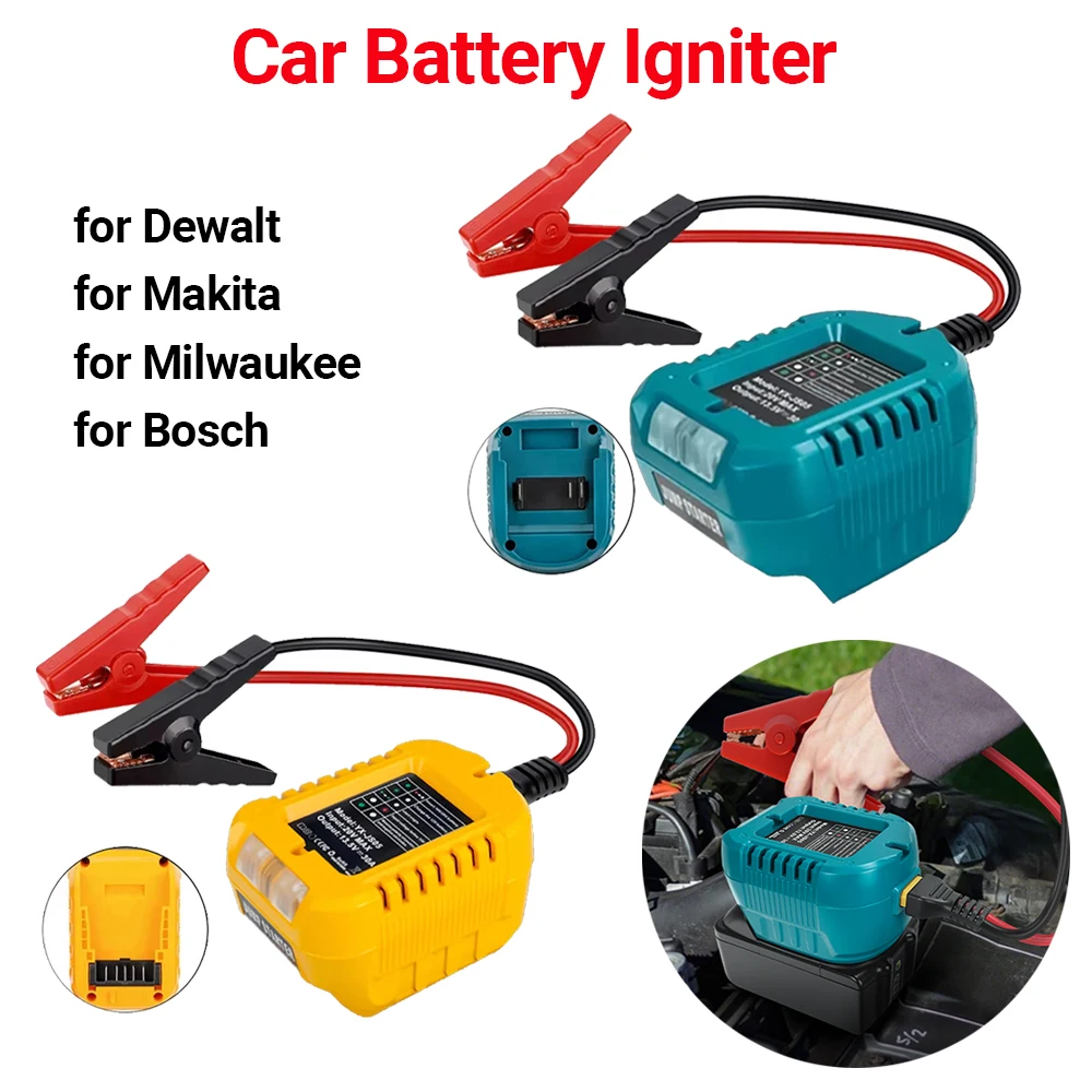 

Адаптер аккумулятора, соединительные кабели, зарядное устройство, воспламенитель для Dewalt/Makita/Milwaukee/Bosch для автомобиля, стартер, усилитель аккумулятора, кабель