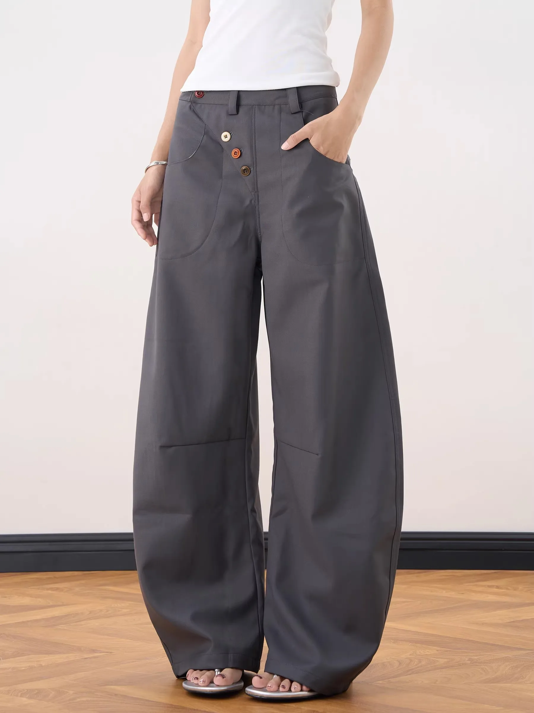 

American Style Casual Design Sense Side Button Knife Suit Pants Men Women New Style Draping Versatile Commute Casual Pants