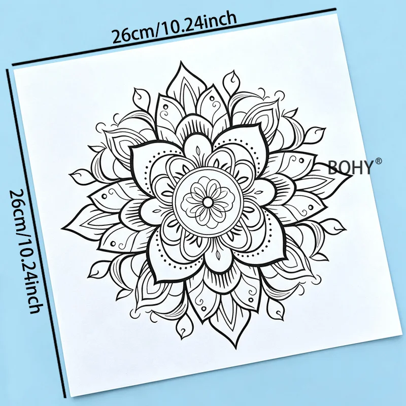 A Sketchbook with 12 Pages of Lotus Mandala Zen Winding Pattern Theme Drafts, Large-sized, Adult Stress Relief Meditation