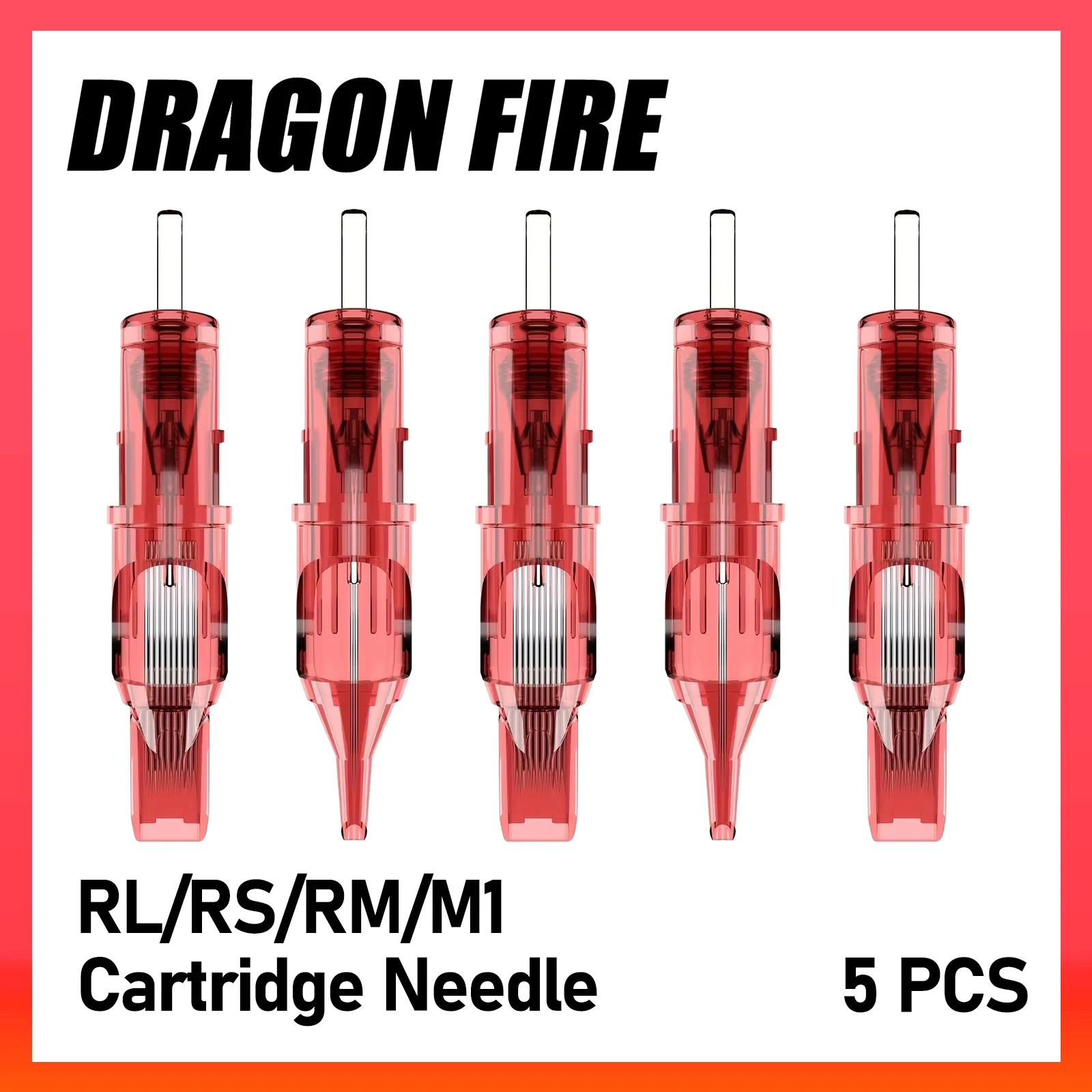 Tattoo Cartridge Needles DRAGONFIRE 5PCS Disposable Safty RL RS RM M1 Tattoo Needle Hot Sale Red Tattoo Cartridge Needles