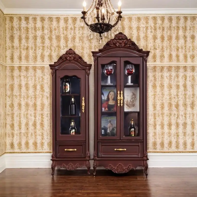 1/12 Dollhouse Vintage Simulation Storage Cabinet Display Cupboard Model Doll Home Living Room Wine Cabinet Furniture Decor Toy