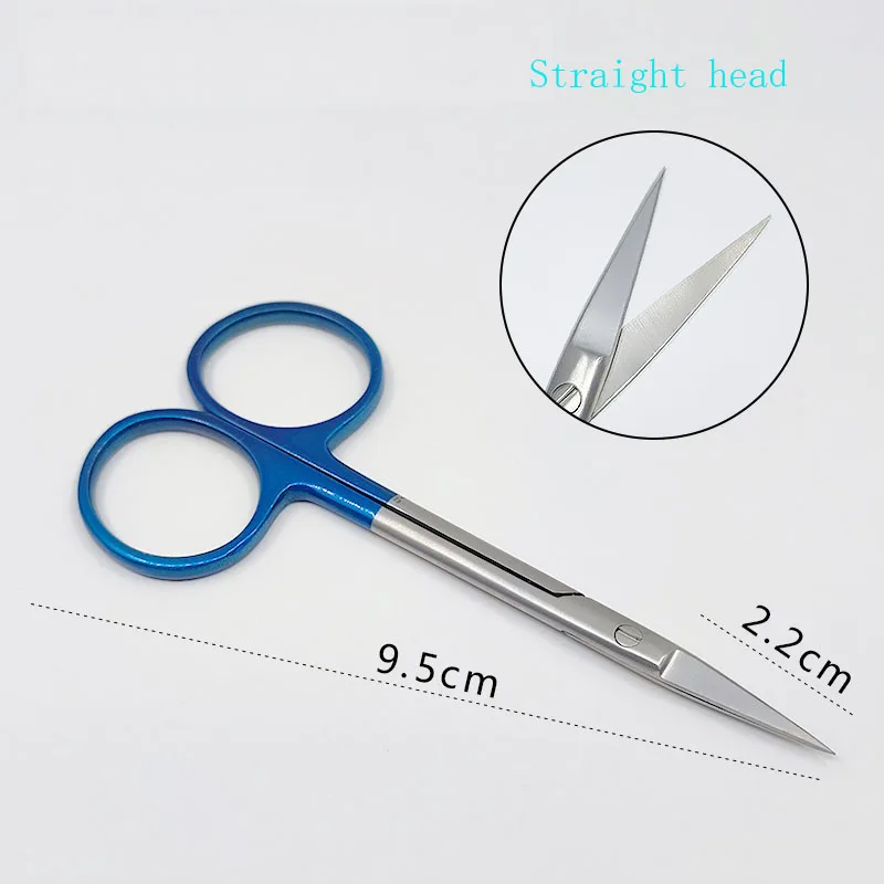 9.5cm Gold Handle Scissors Ophthalmic Small Scissors Quick Double eyelid Eye Scissors with Straight and Curved Sharp Clips for T