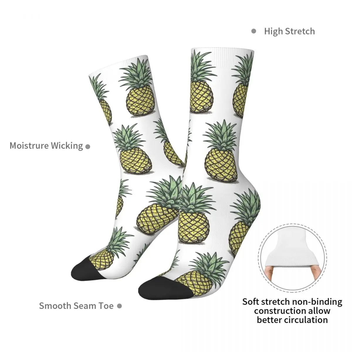 Pineapple, Self Portrait Socks Harajuku Super Soft Stockings All Season Long Socks Accessories for Man's Woman's Christmas Gifts