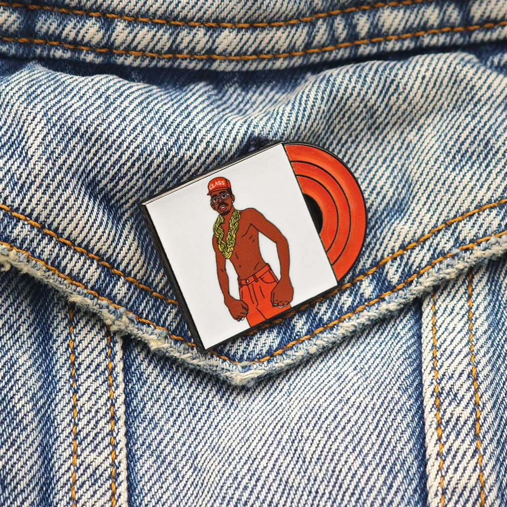 Hip-Hop Glang Cartoon Brosche Goldkette Herren Charakter Reversnadel Rote Vinyl-Schallplatten-Abzeichen Streetwear Rap Fan Schmuck Geschenk – Detail 5