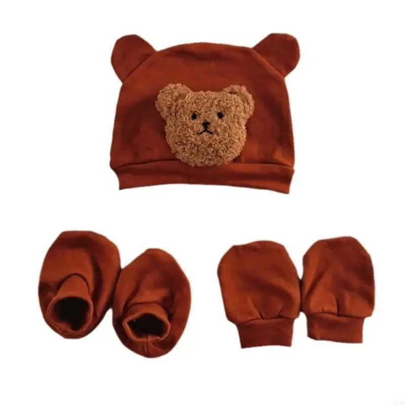 

N1HB Newborn Hat Scratch Proof Gloves and Foot Cover Baby Essential product Headwear