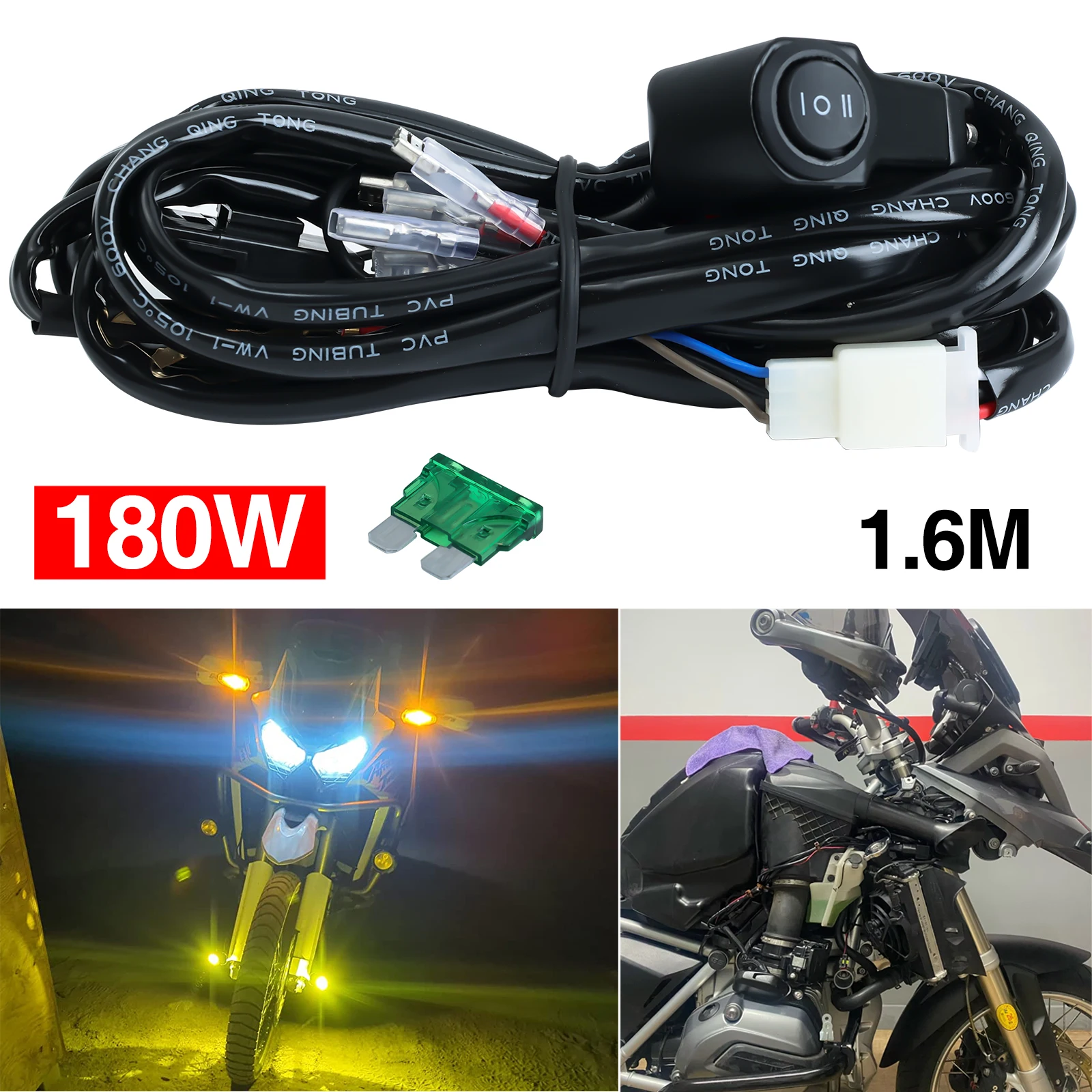 Motorcycle Spotlights Switch Light Bar/Work Light Fog Light On/Off Wiring Harness for Car Boat Truck 120W Cable Accessories view 3