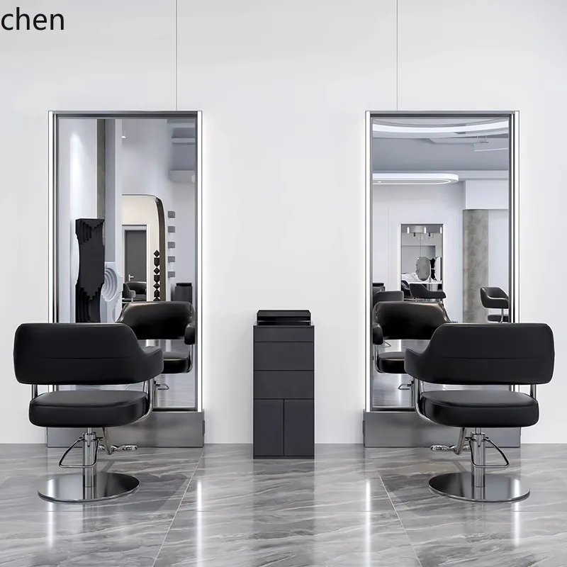 barber shop hair cut mirror table barber shop stainless steel mirror single and double-sided floor mirror scissors