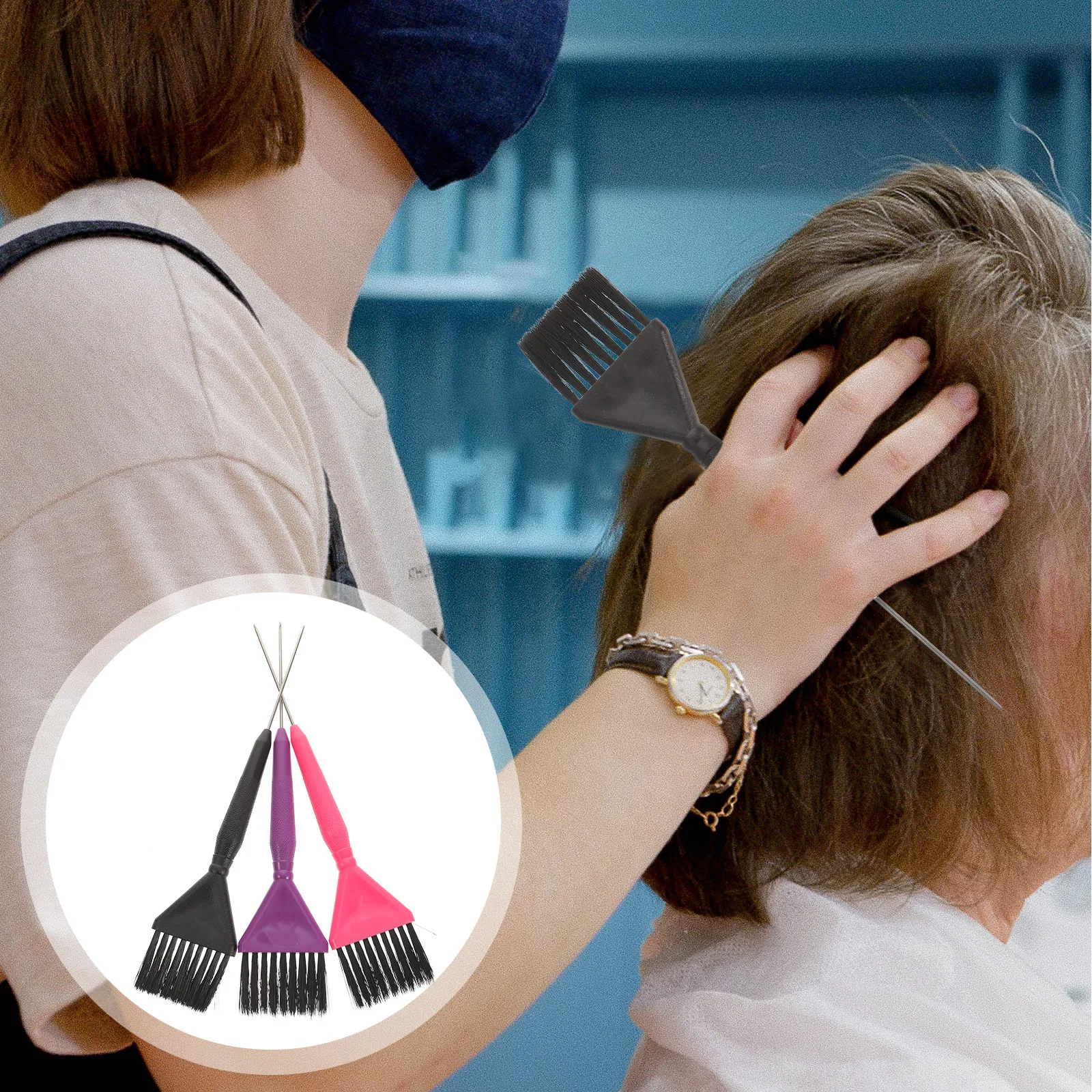 

3Pcs Hair Dye Brush High Quality Pc Material Reusable Washable Salon Home Use Hair Color Application Tool Highlighting