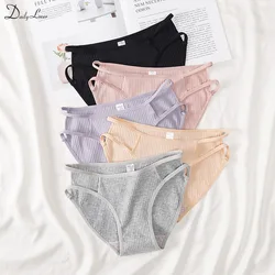 1PC Women Seamless Panties Striped Cotton Panties Mid-waist Briefs Sexy Hollow Lingerie Underwear Comfortable Briefs Breathable