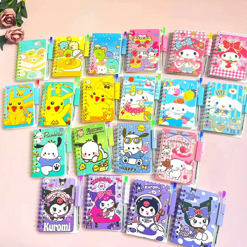 Sanurgente Kuromi Melody Cartoon Cute, Hot Gold avec stylo bobine, petit livre portable, cadeau étudiant, fournitures scolaires, livre d'enregistrement