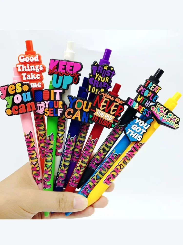6pcs/12pcs Inspirational Phrase Printed Ballpoint Pen Student Writing Special Ballpoint Pen Phrase Element Gift Pen