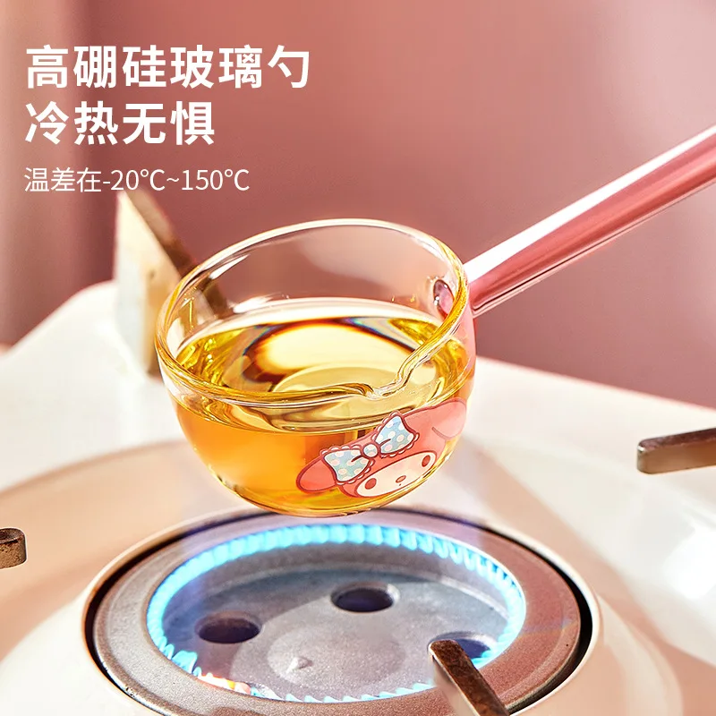 Kawaii مرحبا كيتي ملعقة شوربة هدية لطيف أنيمي الكرتون Kt الأسرة عنبر الطعام الزجاج ملعقة شوربة سطح المكتب زخرفة لعبة بالجملة #4