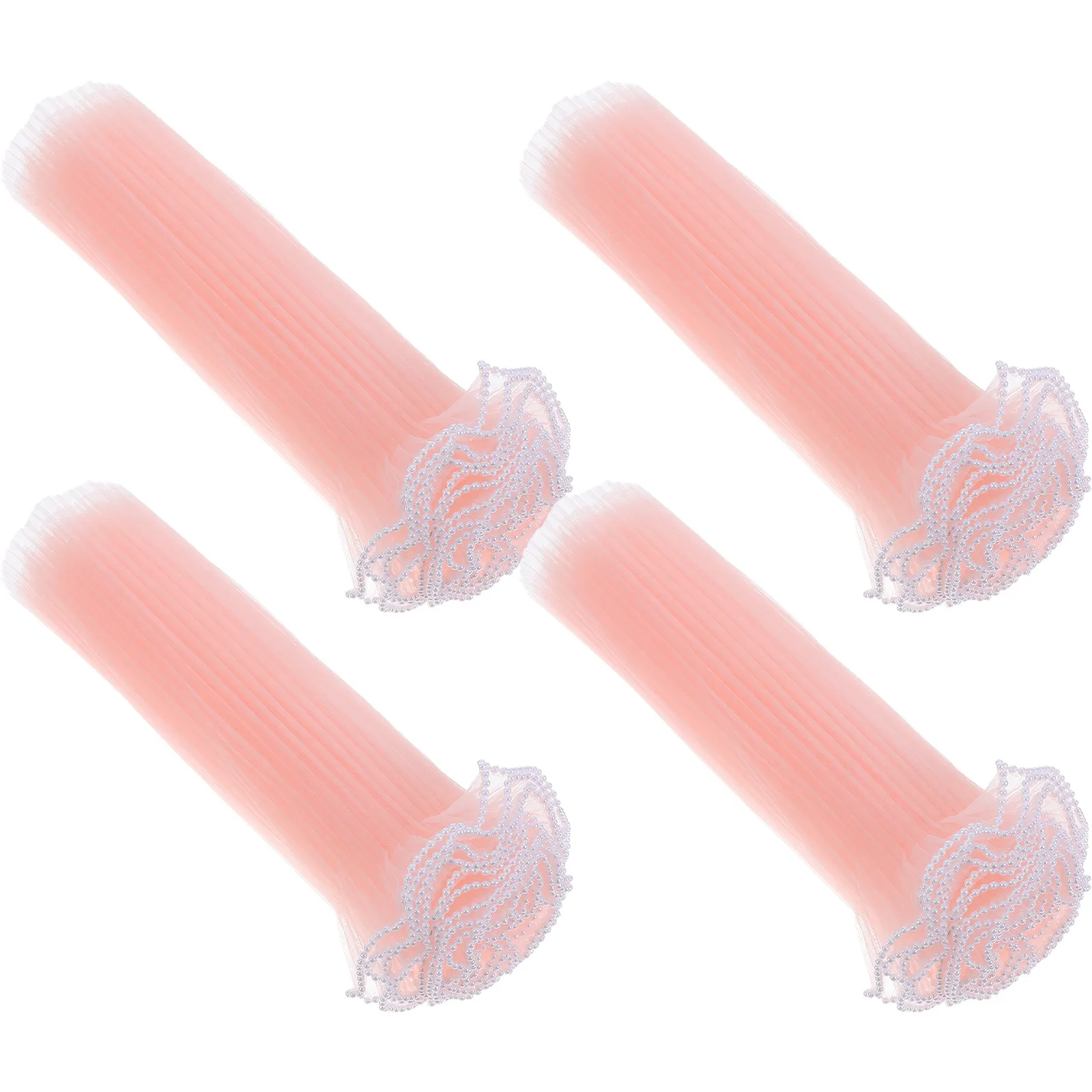 4Pcs Floral Wrapping Mesh Paper Delicate Wave Design Soft Pink 27x36cm Lightweight Flexible for Bouquet Cake Decoration Wedding