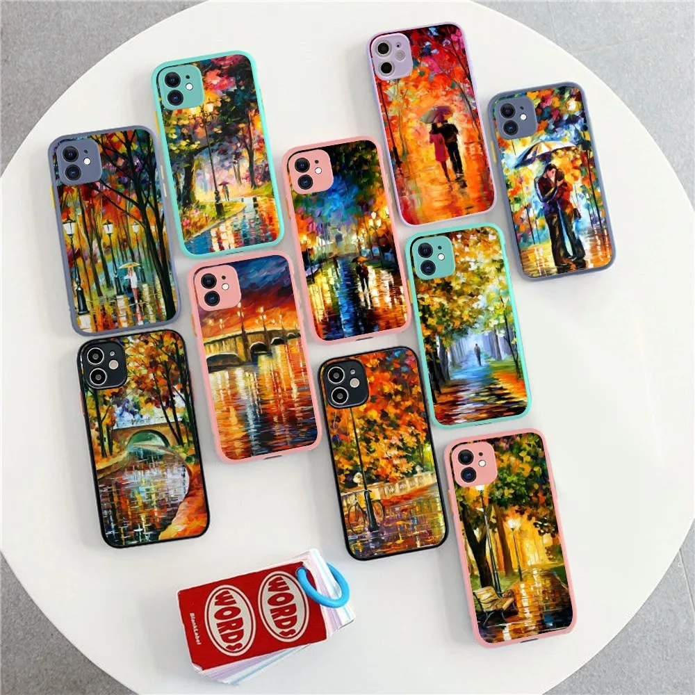 L-Leonid A-Afremov Oil Painting Phone Case For iPhone 14 X XR XS 7 8 Plus 11 12 13 pro MAX 13mini Matte Shockproof Case