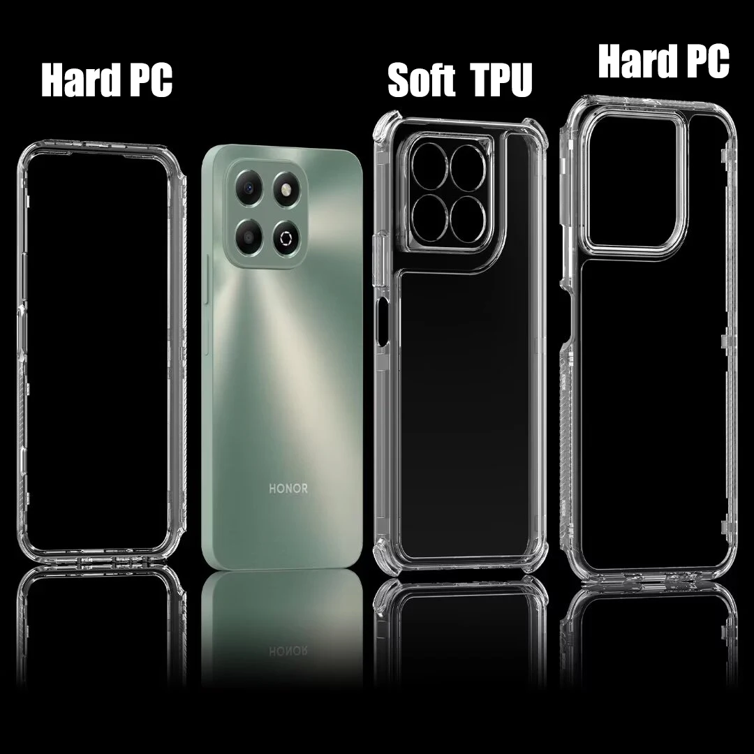 for Honor X6B Phone Case,Crystal Clear 3 in 1 Shockproof Transparent Cases Hard Bumper Soft TPU Protective Cover For Honor X6B