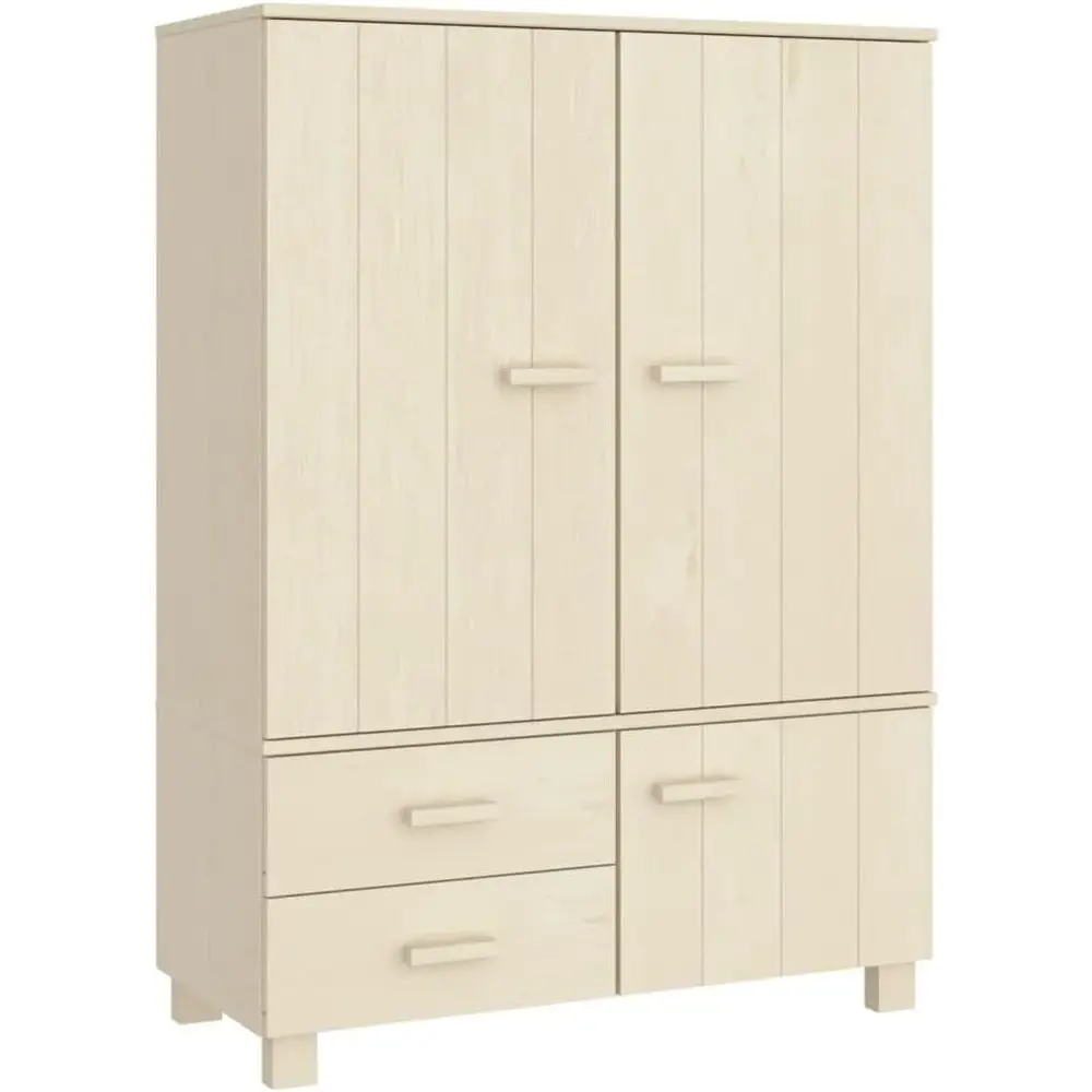 

Wardrobe, Armoire with Shelves and Ders, Closet or Bedroom, ree Standing Closet Rack, HAMAR ey Brown Solid Wood Pine