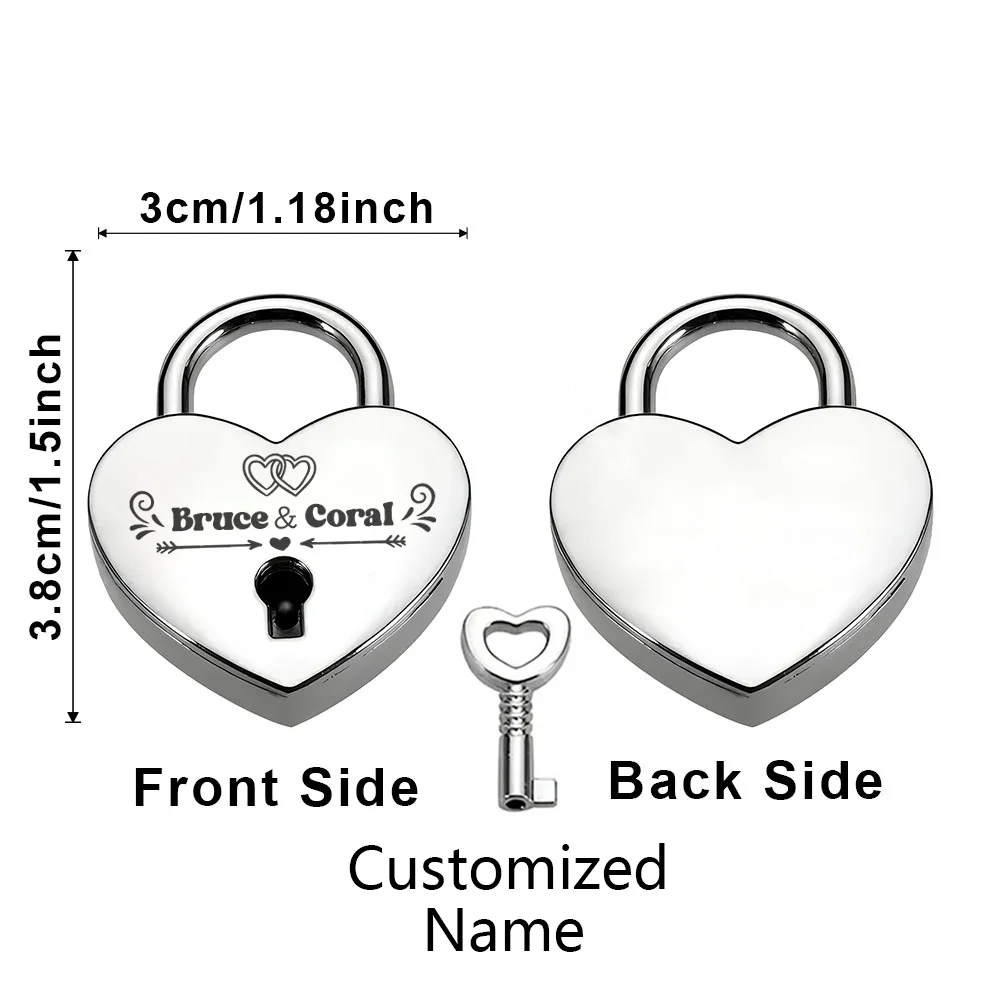 1 قطعة سهام الحب الكرتونية المتناظرة اسم مخصص نقش قفل صغير على شكل قلب قفل قفل الحب قفل الرغبات #2