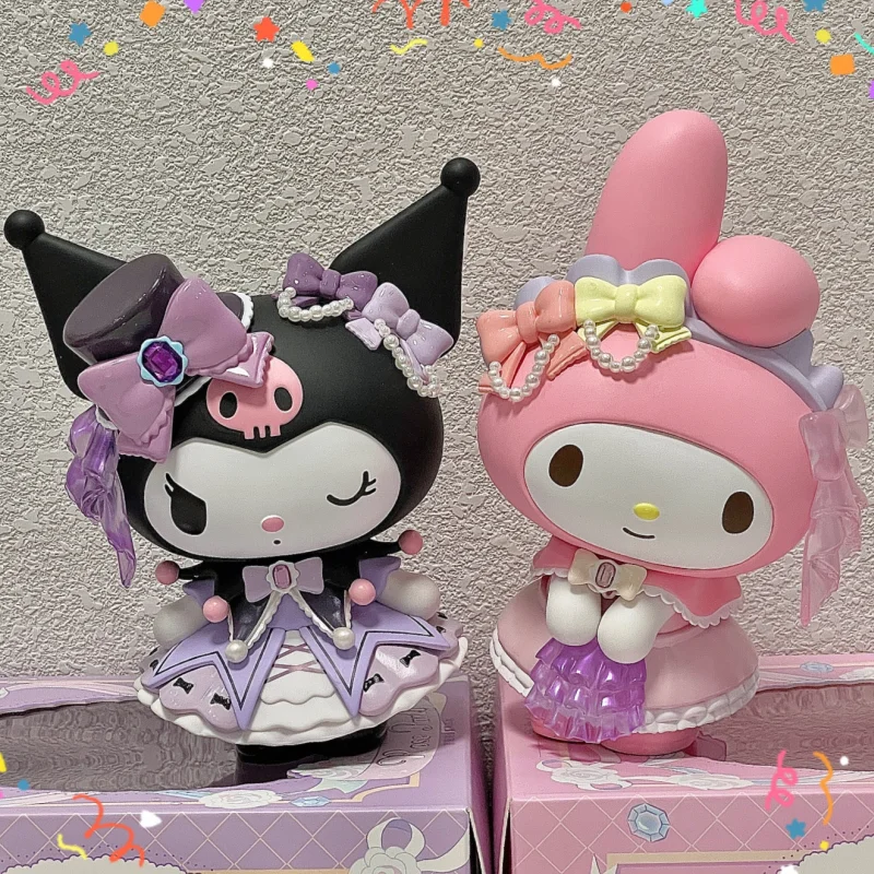 

New 15cm Original Anime Sanrio Rosebud Club Series Kuromi My Melody Figure Pvc Model Beauty Kawaii Cartoon Doll Christmas Gift