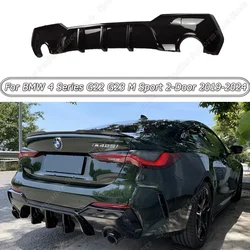 Car Rear Bumper Diffuser Spoiler Cover Splitter Body Kit Tuning Gloss Black For BMW 4 Series G22 G23 M Sport 2-Door 2019-2024