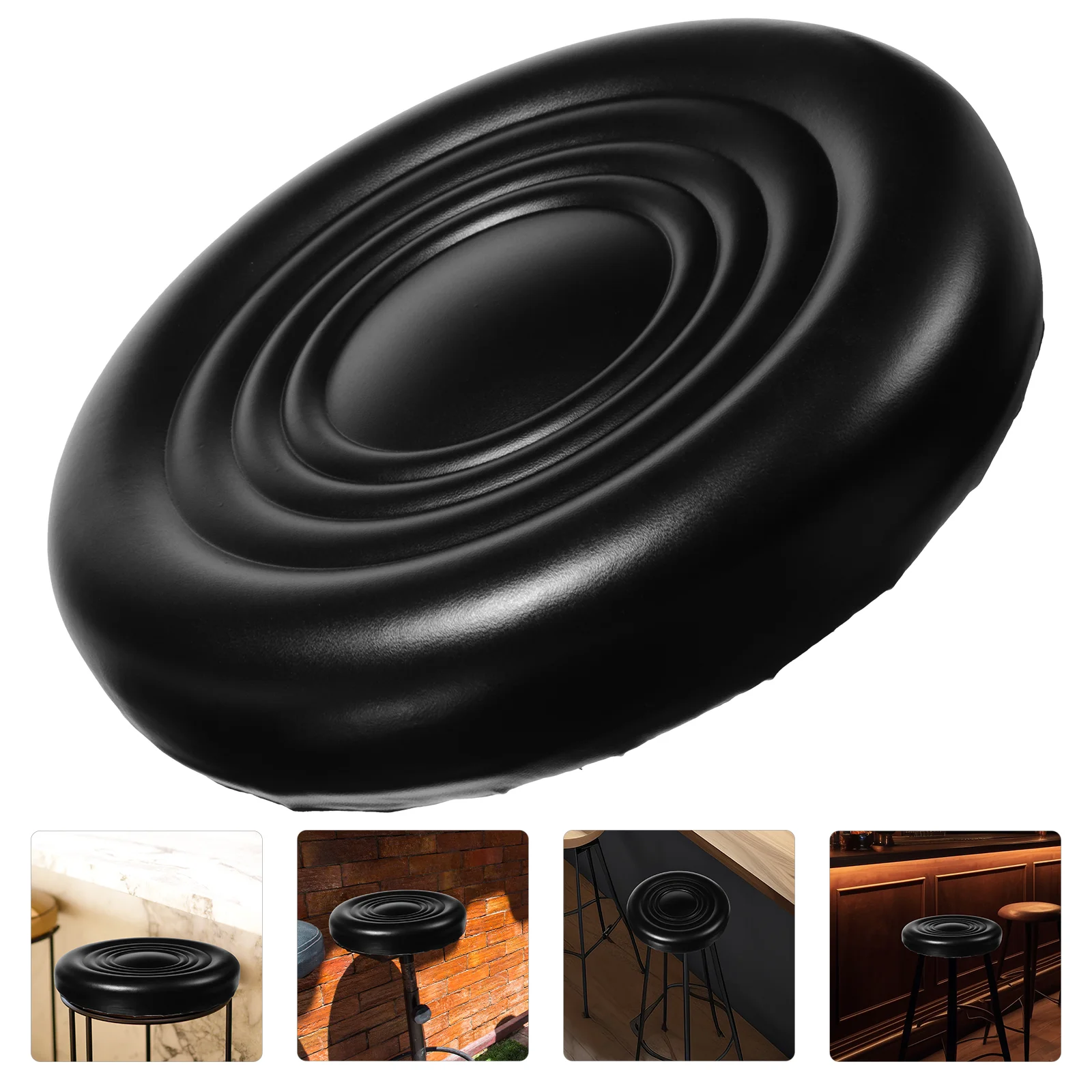 Bar Chair Stool Replacement Seat Round Counter Pu 8x8 Black Thick Padded Cushion Home Office Bar Versatile Ergonomic