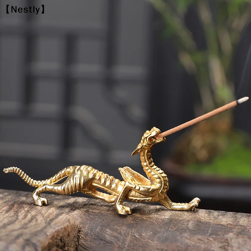 Dragon Incense Burner Stick Holder Vintage Sandalwood Base Temples Yoga Studios Meditation Stand Home Decoration Crafts〔Nest〕