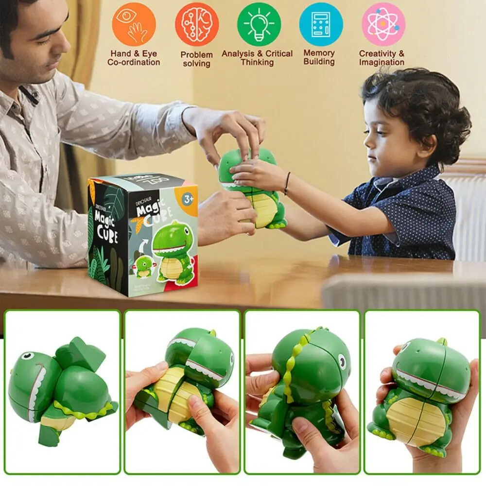 Dessin animé plus récent illumination irrégulière dessin animé dinosaure jouets pour enfants Cube de vitesse entraînement cérébral dinosaure Cube magique Cube