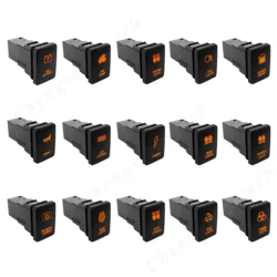 12V Orange Led Car Push Button Switch Mirror Heating DRL With Wire Plug Connector for Toyota Hilux Landcruiser Prado HiAce RAV4