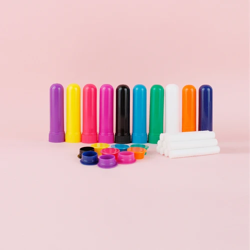 Imagen 1 del producto 10-300 juegos de tubos de inhalador Nasal en blanco para aromaterapia con mechas de algodón, palos de inhalador de plástico sin BPA, embalaje para aceites esenciales
