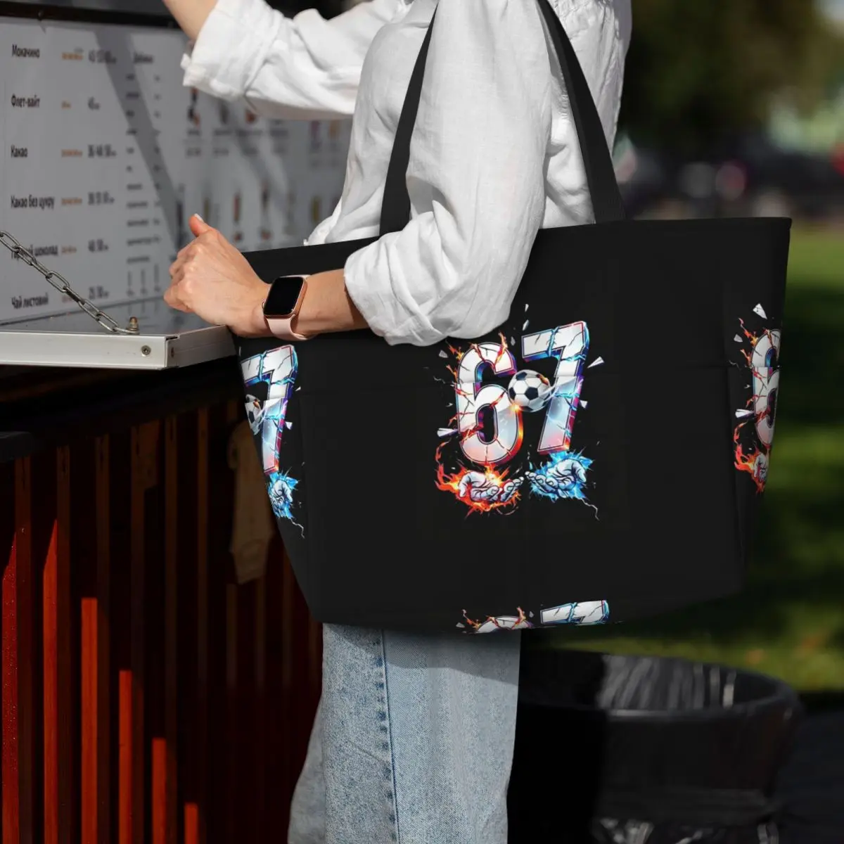 Six Seven Football Beach Tote Bag Sport Gym Yoga Duffle Large Tote Bag Women Travel Bag Fitness bag