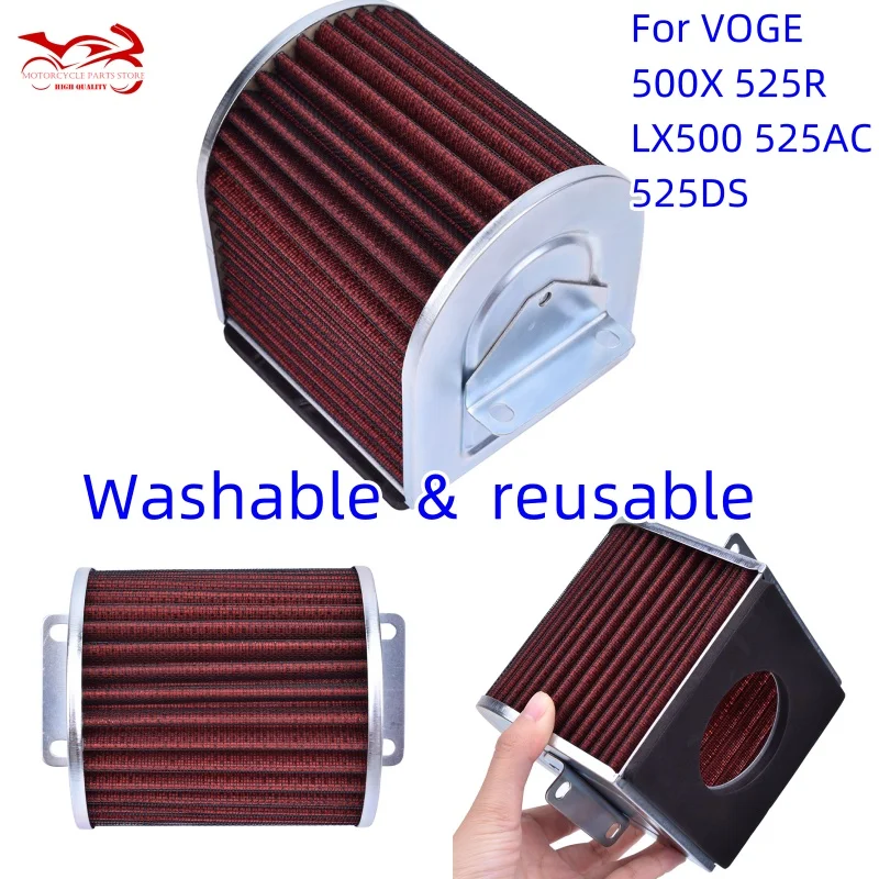 Motorcycle washable Air Filter Intake Cleaner For LONCIN VOGE 500X 525R 525AC 525DS LX500-R 500CC