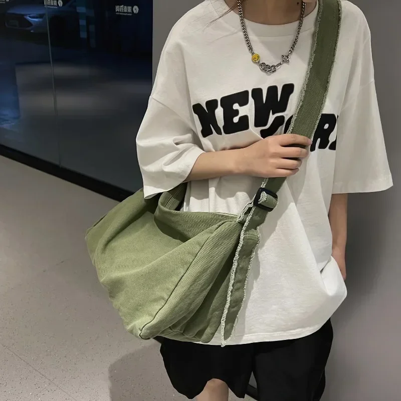 Casual Messenger Women's Bags 2024 Vintage Handbag Canvas Teenager Shoulder Tote Bags Man Solid Color Handbag Crossbody Handbags