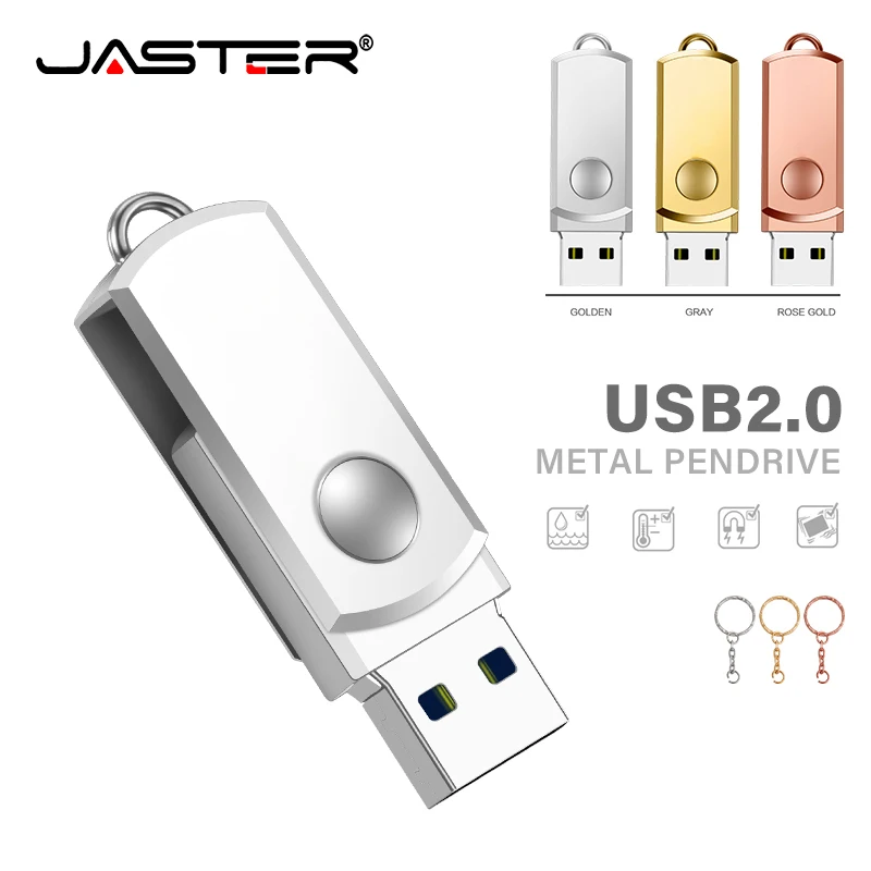 Mini USB 2.0 Flash Drive Creative Metal Pen Drive 128GB 64GB Rotatable Memory Stick 32GB Key Chain Storage Devices Gift 16GB 8GB