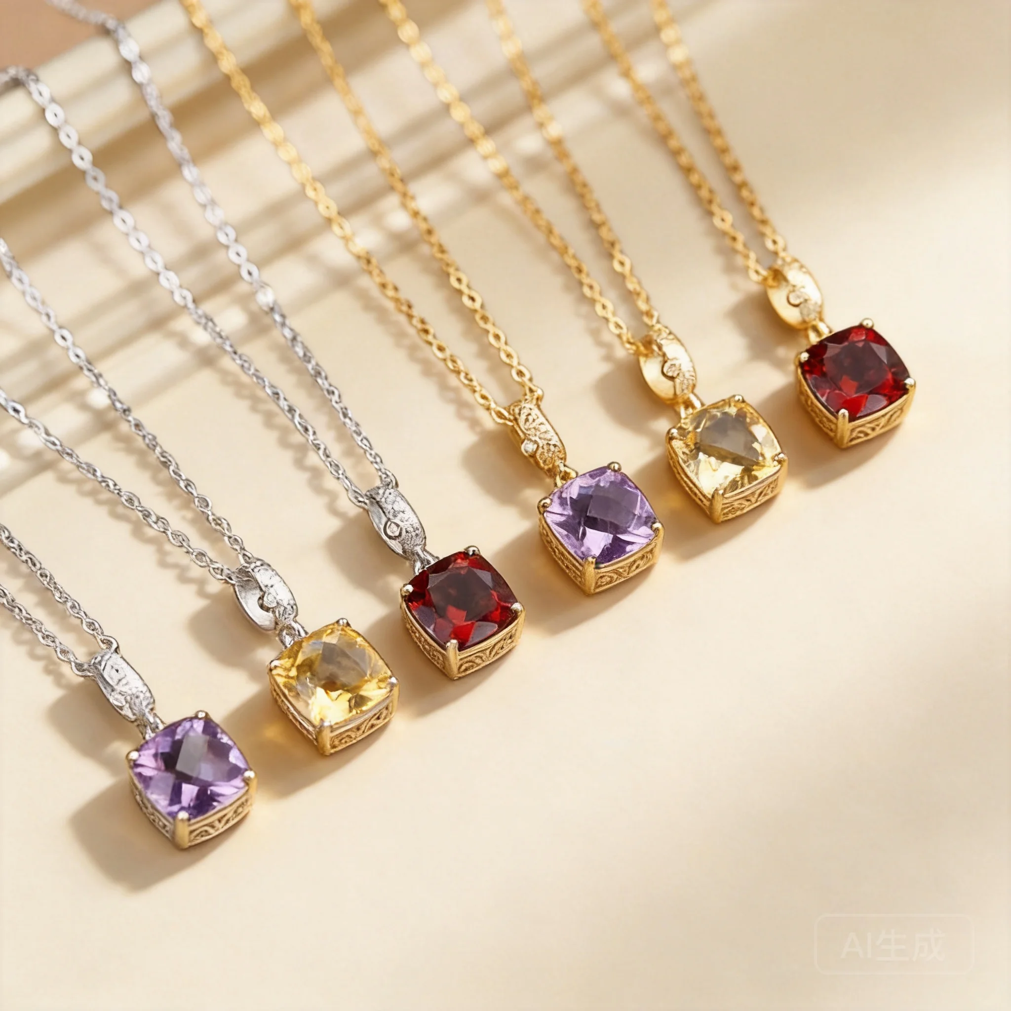 Chinese Style Lucky S925 Sterling Silver Necklace For Women Ice Cut Natural Crystal Square Pendant Inlaid Gem Wealth Attracting