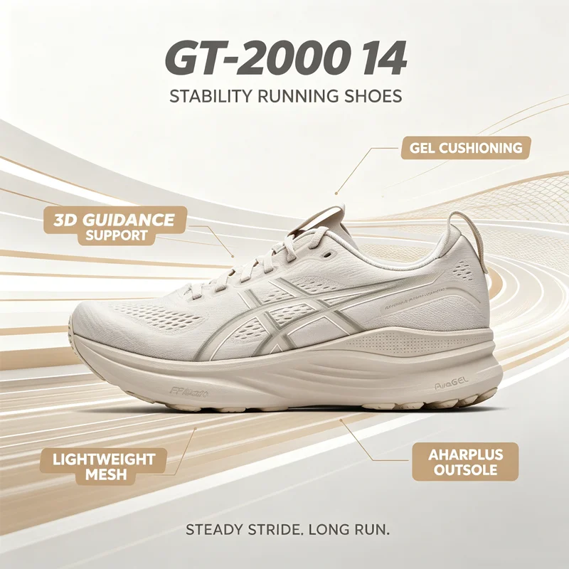 Men ASICS GT-2000 14 Khaki Support Running Shoes 1011C056-250 Cushion Trainers
