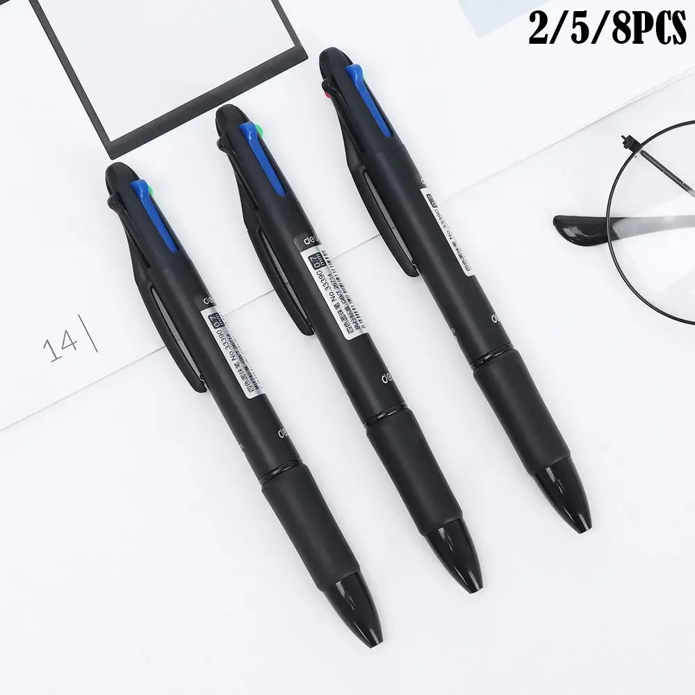 2/5/8pcs 0.7mm Retractable Plastic Chunky 4 in 1 Multicolor Ballpoint Pen Gel Pen Writing Tool