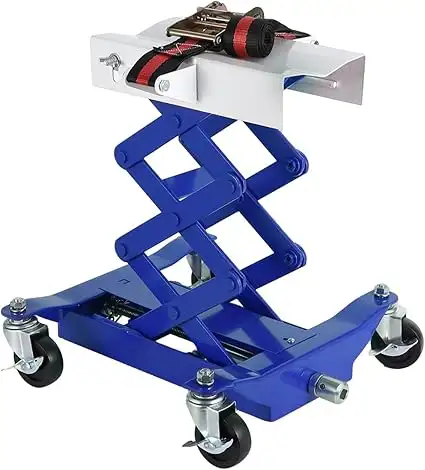 450 Lbs Low Profile Transmission Jack with Safety Straps Auto Repair 7-23" Lift with 2M Safety Straps & 4 Brake Wheels,black
