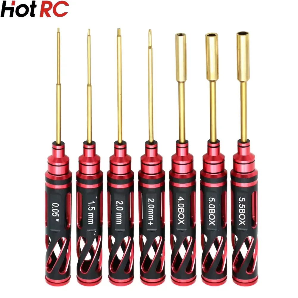 

7pcs Hex Screw Driver Set 0.05/1.5/2.0/2.0mm Hex Driver 4/4.5/5.5mm RC Hex Nut RC Tool Kit for RC Car Drone Airplane