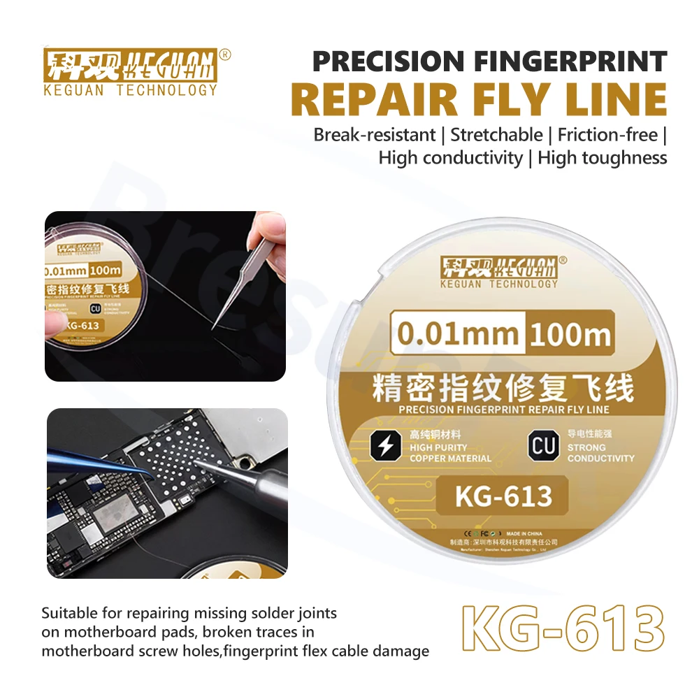 KEGUAN KG-613 Fingerprint Fly Line for Cell Phones Solder Pad Short Circuits/Broken Wires/Fingerprint Flex Cables Repair Tools
