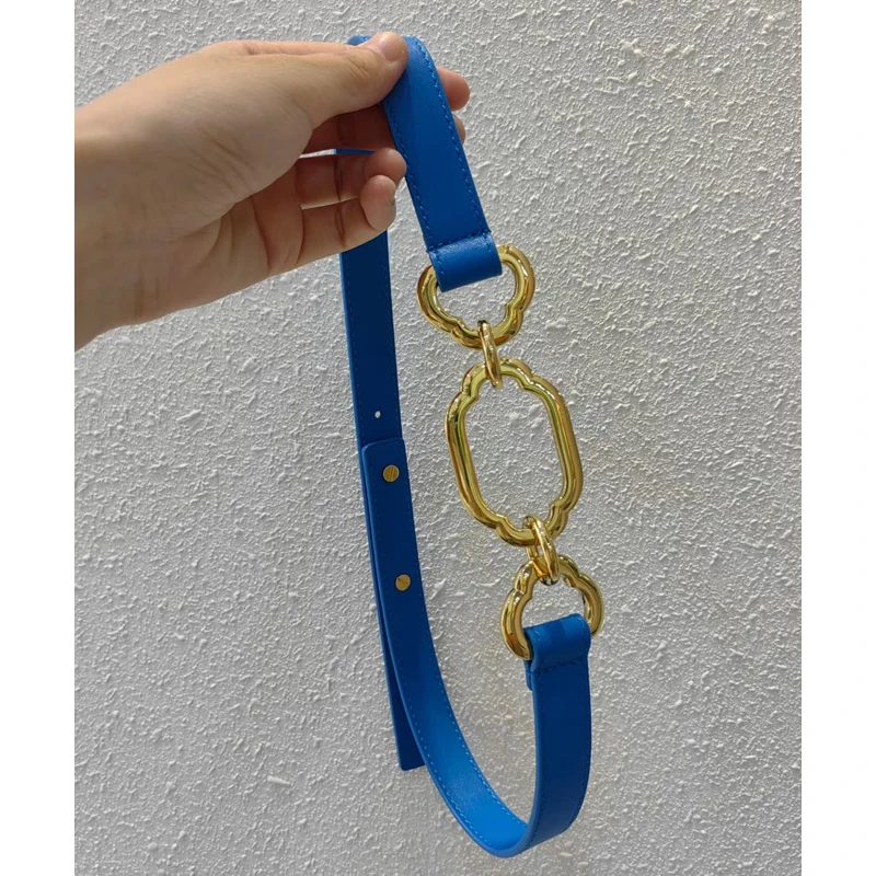 Top Designer Riem Dames Nieuw Echt Rundleder Verstelbare Lengte Gouden Puur Koper Mode Europese Stijl Groothandel