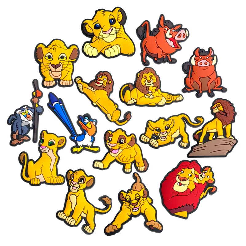 

15Pcs lion Shoe Charms Cartoon Series Shoes Decoration Accessorie Buckle DIY Clogs Sandal Wristband Kids Gifts