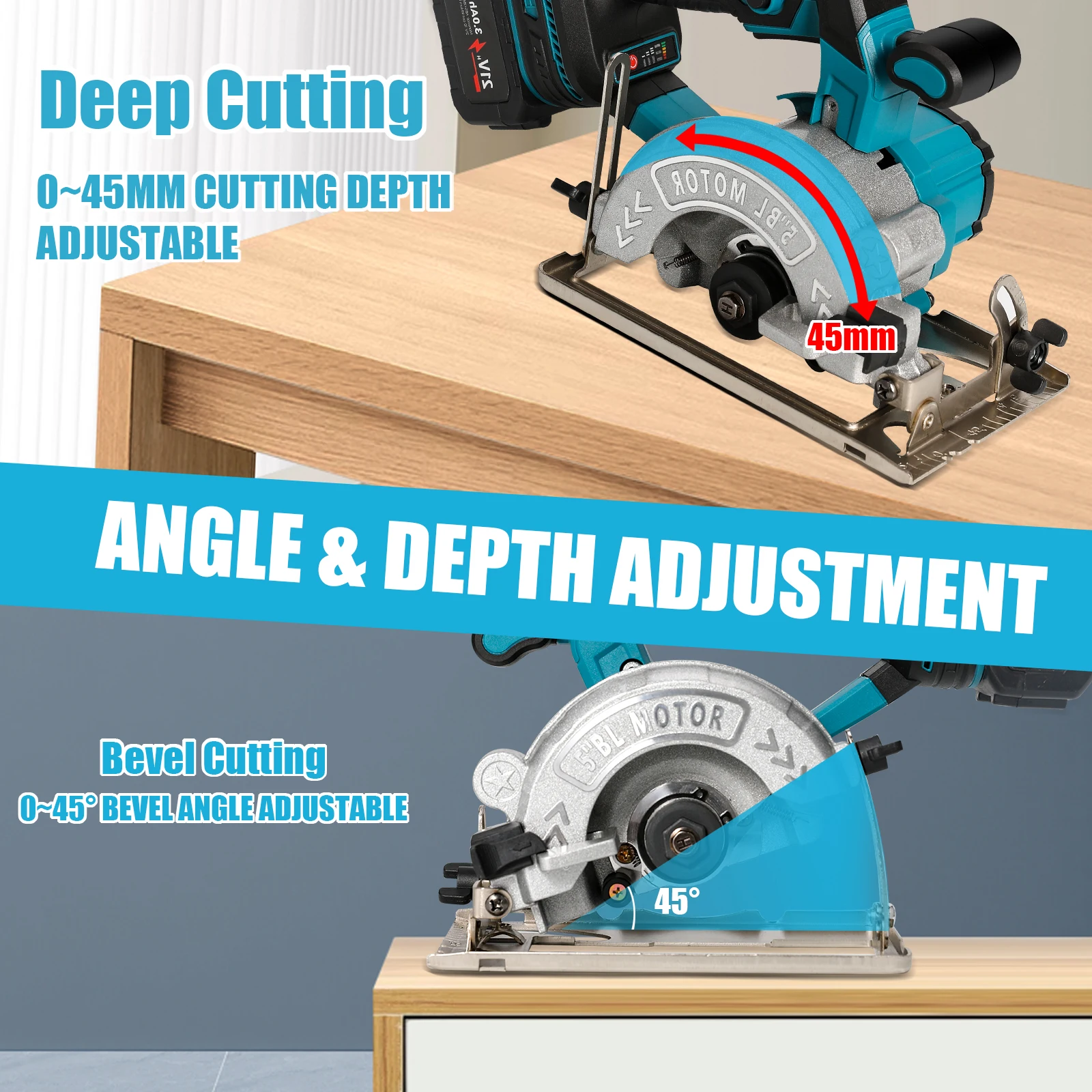 5 بوصة 125 مللي متر فرش منشار دائري كهربائي قابل لإعادة الشحن عالي الطاقة أداة قطع النجارة اللاسلكية لبطارية ماكيتا 18 فولت #4