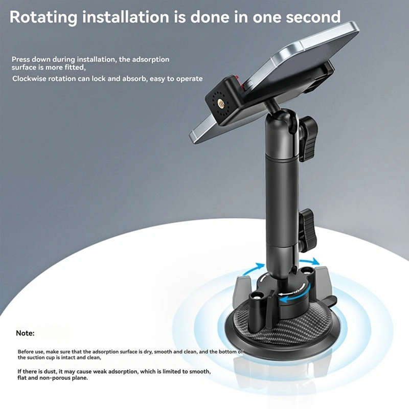 Best-Go-Quick II Action Camera الهاتف الذكي، حامل كوب شفط، برغي 1/4 بوصة، 360 درجة °   رأس كروي لحامل الهاتف للسيارة Gopro Insta360