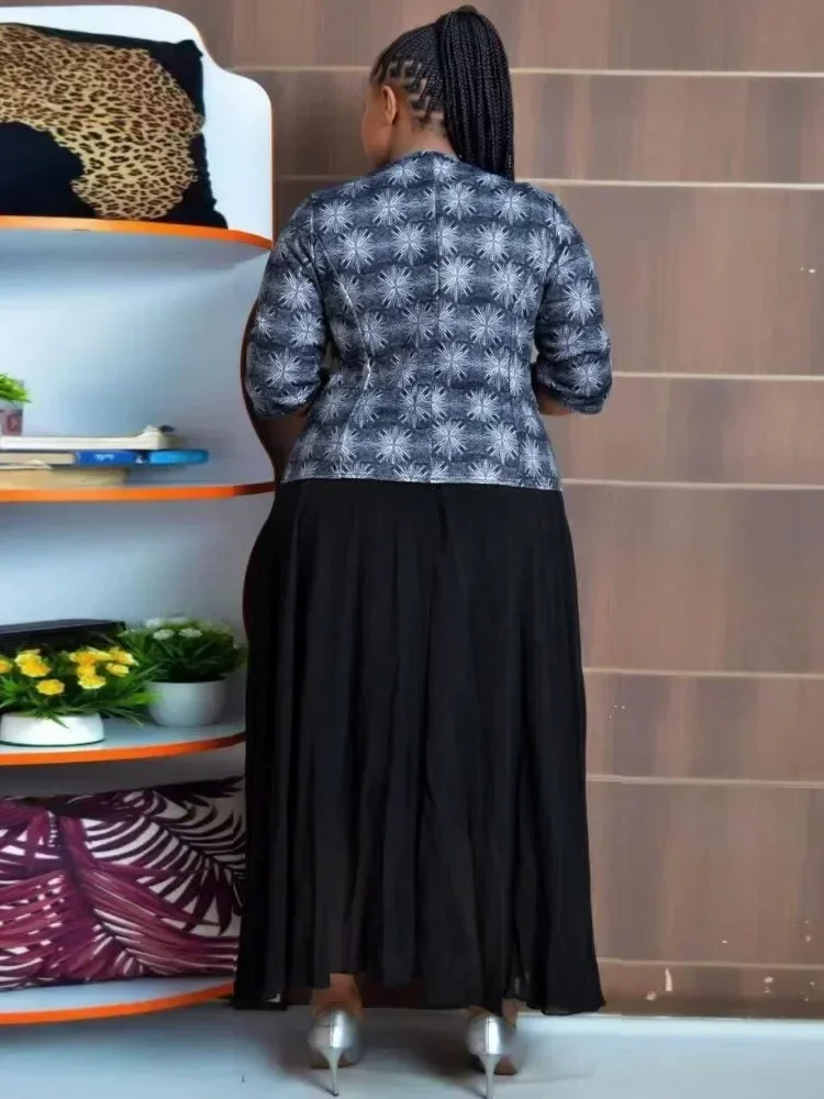 2 قطعة مجموعات الفساتين الأفريقية للنساء Dashiki 3/4 كم Bodycon فستان أفريقيا الملابس موضة أنيقة مكتب فساتين للسيدات